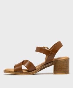 Sandales à talon et larges brides en cuir femme - Tanéo